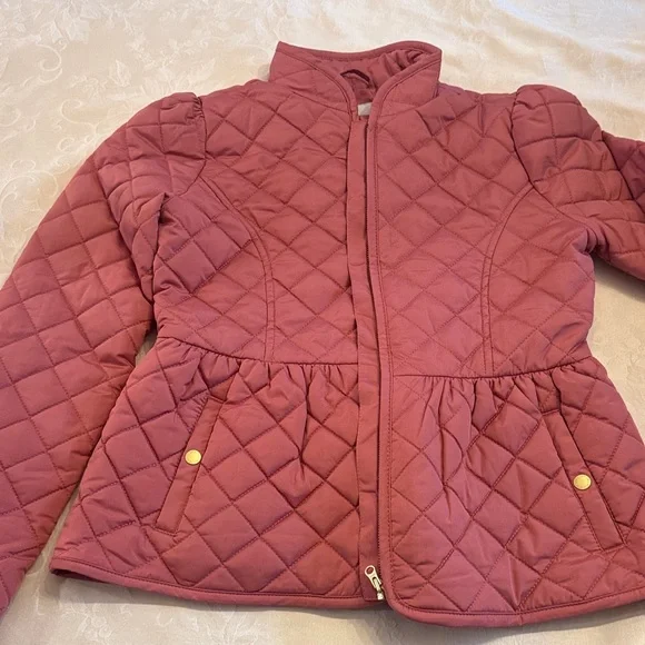 Janie and Jack Rose Quilted Puffer Jacket